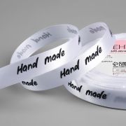 Лента атласная «Hande Made» белая 1,5 см